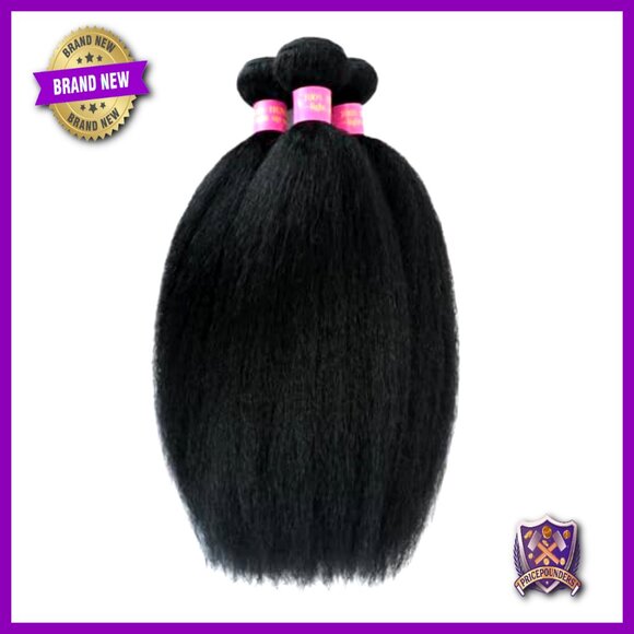 Kinky Straight Human Hair Bundles 16 18 20 Inch Virgin Brazilian 3 Pack main image 6